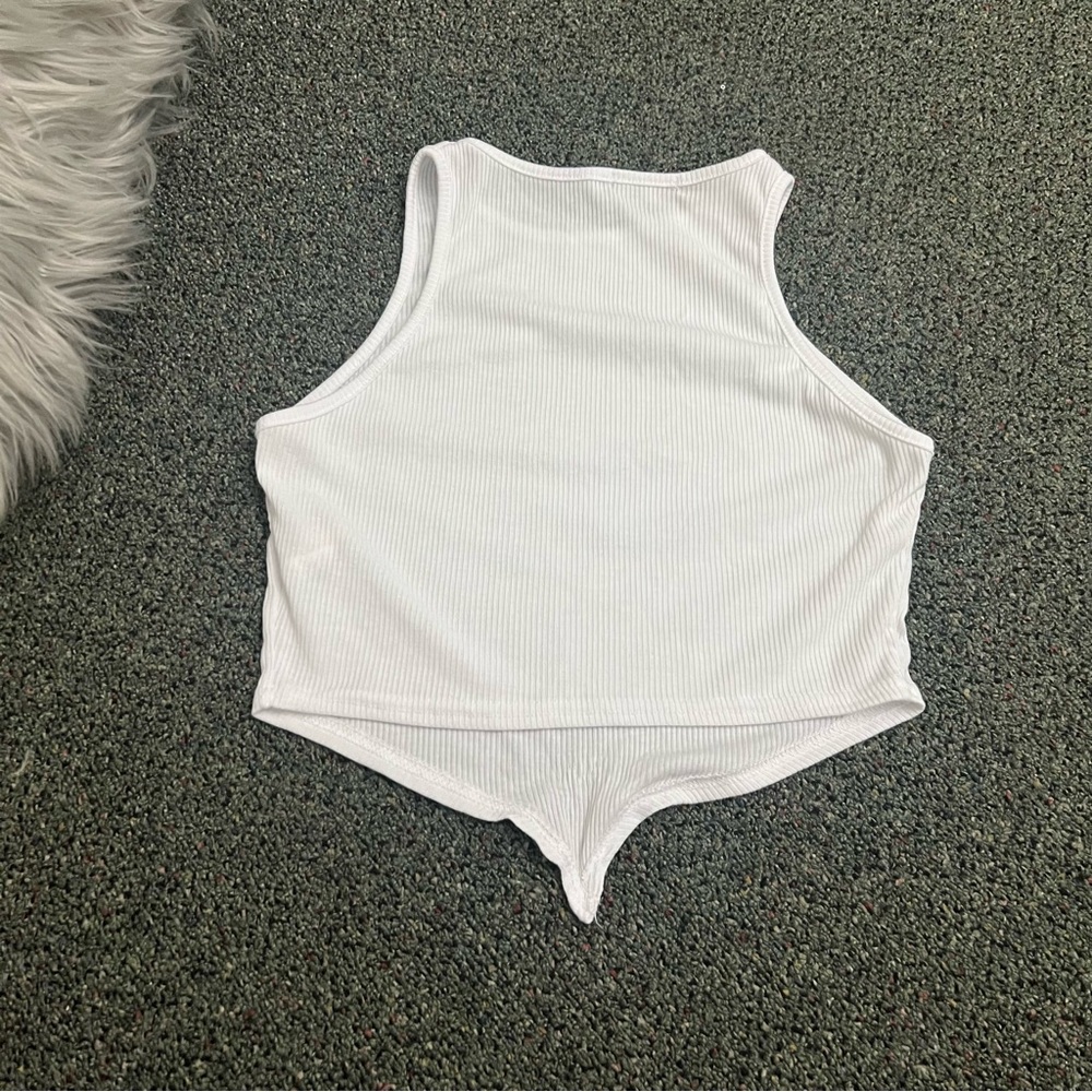 PRETTYLITTLETHING White Triangle Handkercheif Racer Back Tank Top Shirt Top Sz S - Picture 10 of 16
